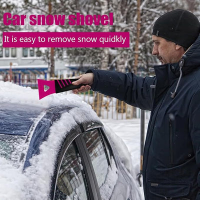 Ice Scraper for Car Windshield, 2PCS Plastic Handheld Vehicle Window Snow Frost LCE Remover Cleaning Freezer with Non-Slip Handle, Auto Freezer Shovel Defroster, Universal Fit (Rose Red)