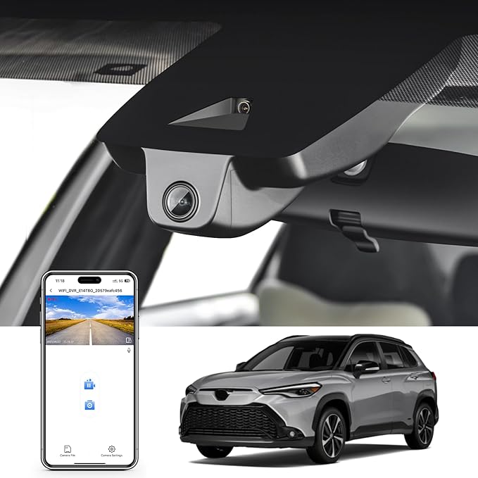 mangoal 4K Dash Cam Custom fit for Toyota Corolla Cross & Corolla Cross Hybrid 2023 2024 2025 2026 (Model A), LE L XLE, OEM Factory Look, 2160P UHD Video, Built-in WiFi & APP, GPS, 64GB Card