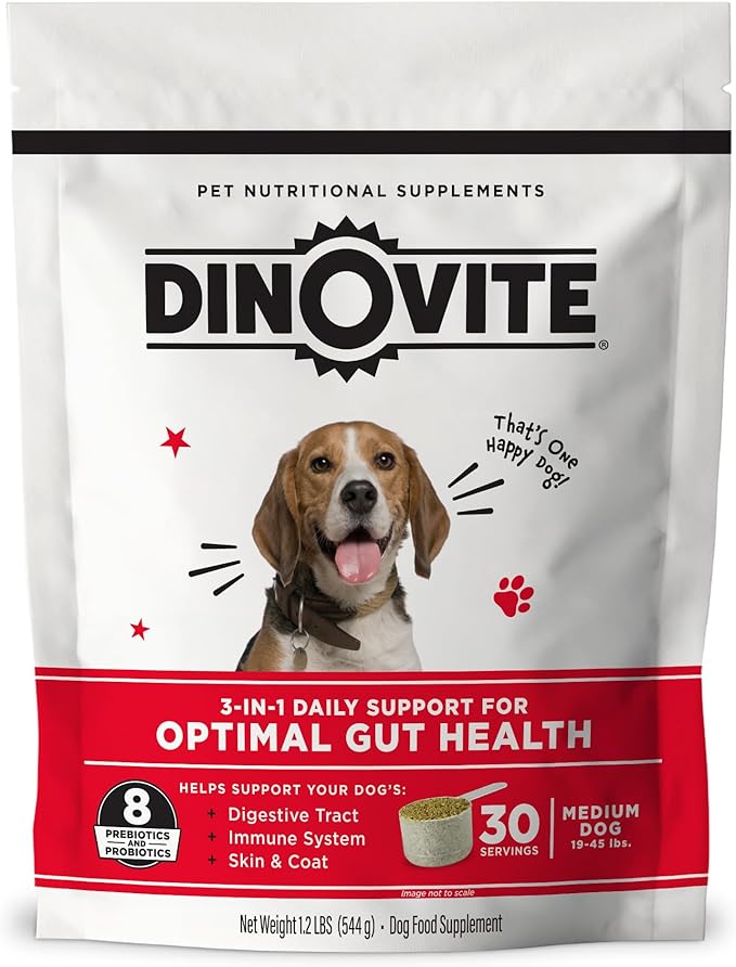 Probiotics for Dogs, Probiotic Powder Food Topper for Medium Dogs (18-45 lb), Daily Digestive Health & Skin Support with Omega-3s, 30 Servings