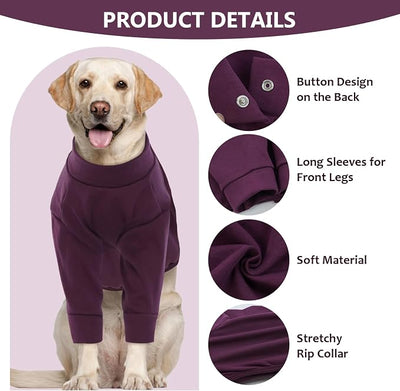 IDOMIK Dog Recovery Suit, Dog Surgery Recovery Suit Front Legs, Comfy Joint Leg Sleeves After Surgery, Elbow Braces Protector for Leg Injuries & Joint Pain, Cone Collar Alternatives,Purple,S