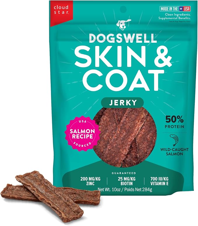 Skin & Coat Jerky Dog Treats, Salmon, 10 oz. Pouch