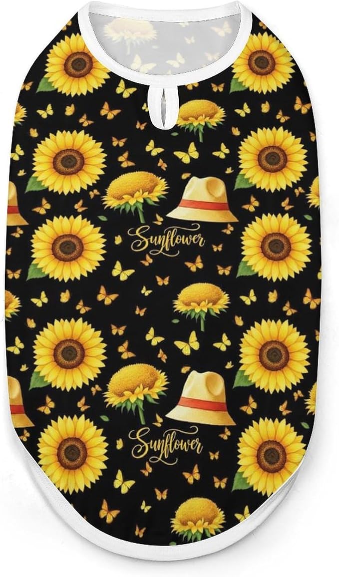 Pet Vest for Dogs, Beautiful Butterfly Sunflower Soft Breathable Puppy Sleeveless Clothing for Small Medium Pets, Large