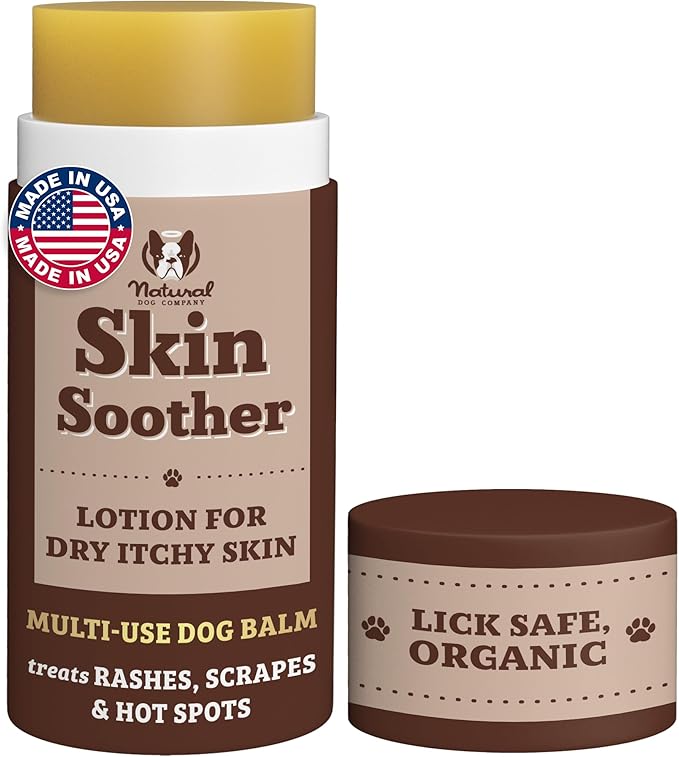 Natural Dog Company Skin Soother Dog Skin Balm, 2 oz Stick | Moisturizing for Dry Itchy Skin, Hot Spot Treatment, Coconut Oil & Vitamin E, For Outdoor Play, Beach Days & Hot Weather
