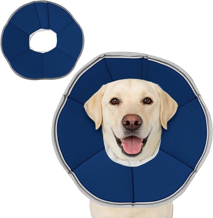 MAXFUT Dog Cone Collar,Soft Cone for Dogs to Stop Licking After Surgery,Non Inflatable Dog Donut Cone (Blue, XXXL)