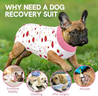 SAWMONG Recovery Suit for Dogs After Surgery Professional, Dog Spay Surgical Suit for Female Dogs, Dog Onesie Bodysuit for Surgery Male Substitute E-Collar Cone, Cherry Pink, XX-Large