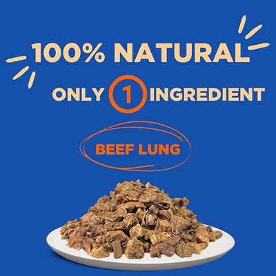 PAWW CHEW Beef Lung Dog Treats - 100% Natural, Single Ingredient, (1 Pound) Made in the USA, Dried & Dehydrated, High Protein, High Value Dog Training Treats, Grain Free, Low-Odor Free for All Breeds