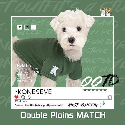 Koneseve Dog Shirts Soft Cat Clothes Comfy Cotton Stretchy for Small Dogs 2-Pack Rust & Mist Green L
