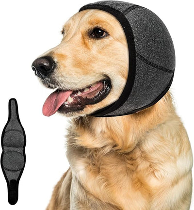 Dog Ear Muffs Noise Protection, Wraps Cover for Dogs Bath Grooming, Adjustable Dog Calming Hoodie Hematoma Anxiety Firework Thunder, Waterproof Dogs Shower Cap Drying Swimming Bathing (SM)