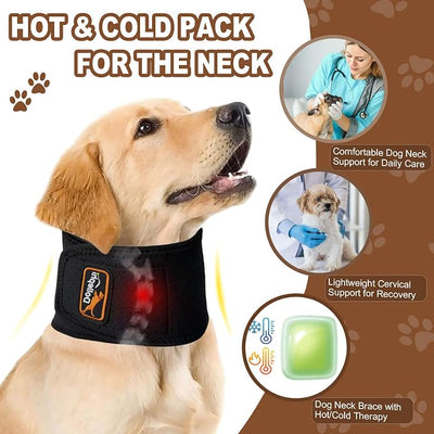 Dog Neck Brace with Hot/Cold Compress, Cervical Spine Support Collar for Dogs with IVDD, Neck Pain, Injury & Post-Surgery Recovery(M)