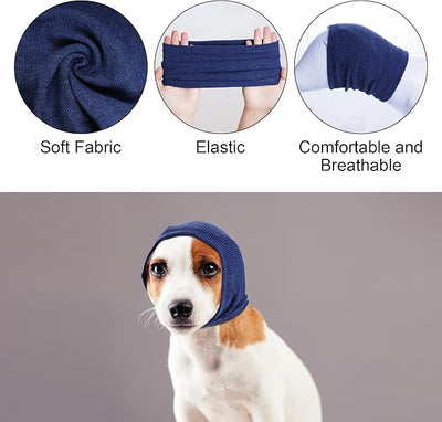 Rbenxia Dog Ear Muffs - Noise Protection & Warmth Winter Ear Scarf (Blue, Large)