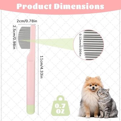 Eye Comb for Small Dogs, Stainless Steel Flea Comb for Small Dogs Gentle Round-Head Grooming Tool Tear Stain Combs Design for Pet Facial Paw Grooming Cats Dog