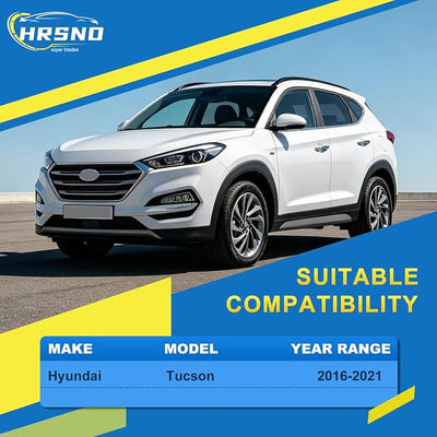 HRSNO® Wiper Blades:3-Pack Windshield Wipers for Hyundai Tucson 2016-2021-All-Season Beam Design-Quiet Streak-Free-Exact Fit Replacement for Hyundai Cars (26"/16"/14")