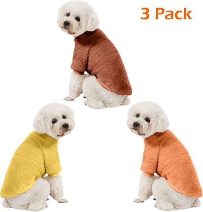 Dog Sweater, 3 Pack Dog Sweaters for Small Dogs, Dog Clothes for Small Dogs Girl Boy, Ultra Soft and Warm Puppy Sweater Dog Coat for Winter Christmas (Orange+Coffee+Yellow, XX-Large)