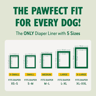 PAWPANG Disposable Dog Diaper Liners Booster Pads for Male & Female Dogs, 100ct, 5 Sizes Options, Doggie Diaper Inserts fit Most Types of Dog Diapers - Pet Belly Bands & Male Wraps (X-Small(100ct))