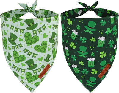 ADOGGYGO St Patricks Day Dog Bandana, Green Shamrock Pet Scarf, Premium Fabric, St Patrick Bandanas for Extra Large Dogs (X-Large)