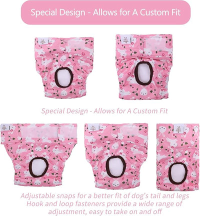 CuteBone Dog Diapers Female Washable Small Medium Large 3 Pack Reusable Doggie Diapers Puppy Period Pants for Doggy Heat Cycle Peeing