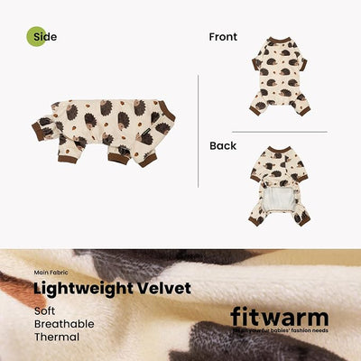 Fitwarm Funny Hedgehog Dog Pajamas, Warm Winter Dog Clothes for Small Dogs Boy Girl, Cozy Pet Onesie with Feet, Beige, Brown, XL