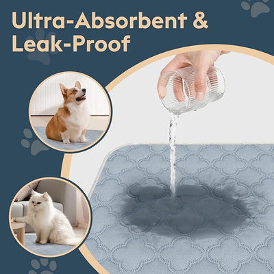FunFurry Washable Pee Pads for Dogs - 2 Pack Reusable, Waterproof Puppy Pads, Super Absorbent with Dog Paw Shape Non-Slip Backing (Light Grey, 31" X 36" - 2 Pack)