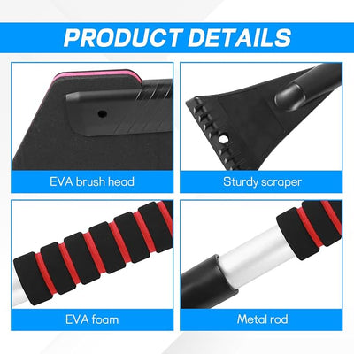 wuyaoyao 2-in-1 Snow Brush & Ice Scraper, 32"–40" Extendable Ice Scrapers for Car Windshield Window, EVA & ABS Detachable Snow Removal Tool with Foam Grip for Cars Trucks SUVs, Winter Car Accessories