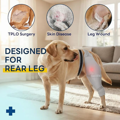Dog Sleeve for Rear Legs to Stop Licking, Upgraded Recovery Sleeve for Hind Back Leg Wounds,TPLO, ACL Surgery, Light Comfortable Cone Alternative, Left,L, Grey