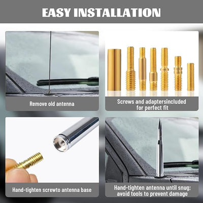 Famobay Chrome Stubby Bullet Antenna Car Truck Antenna Chevy Silverado & GMC Sierra Trucks Heavy Duty Pickup Trucks Accessories（7.8inch Chrome）