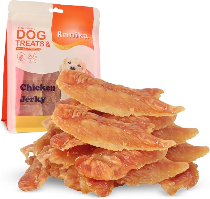 Annika Chicken Jerky – Natural, Low-Fat Strips & Chews, Dog Training Snacks with Chicken Breast, Grain-Free, 11.6 oz Healthy Treats for All Breeds