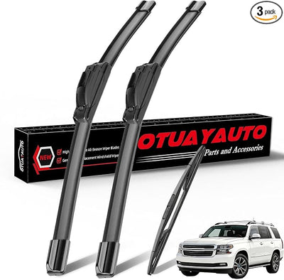 OTUAYAUTO Windshield Wiper Blades Replacement for Chevy Chevrolet Tahoe 2009-2014 Chevy Suburban 1500/2500, Cadillac Escalade 2009-2014 Front and Rear Wipers U/J Hook 22"+22"+12" (Pack of 3)