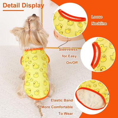 Dog Shirt Vest Dog Clothes for Small Dogs Boy Girl Stretchy Summer Puppy T-Shirts Soft Breathable Lightweight Puppy Sweatshirt Pet Cat Outfit (Yellow Duck, Small)