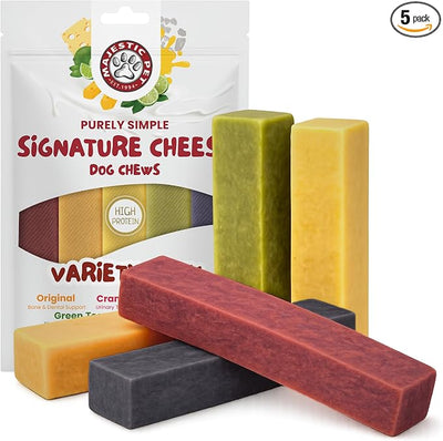 Majestic Pet Himalayan All-Natural Cheese Dog Chews - Long Lasting Dental Chew for Dogs - Healthy Pet Treats with Beneficial Ingredients (Variety Pack, Large, 5 Pack)