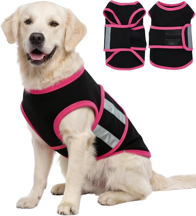 Dog Anxiety Calming Vest, Gentle Compression Anxiety Suit for Dogs, Breathable Dog Calming Wrap for Separation Anxiety, Thunder, Fireworks, Vet Visits, Black XL