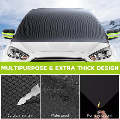 Car Windshield Snow Cover for Ford Bronco Hybrid 2025, Winter Frost Guard Automotive Windshield Cover, Magnetic Fixations Vehicle Windshield Cover,Large
