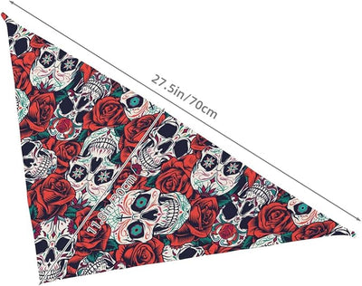 Sugar Skull Rose Dog Bandana Scarf Triangle Bibs Pet Accessories Cat Kerchief
