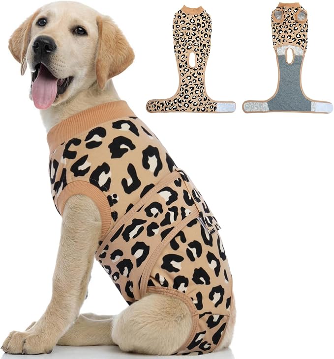 Dog Recovery Suit for Dogs After Surgery,Professional Surgical Onesie for Female Male Dogs Spay Neuter,Soft Dog Surgery Suit Bodysuit for Abdominal Wounds Skin Disease,Coffee Leopard M