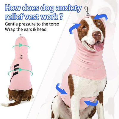 MIGOHI Anxiety Vest for Small Dogs | Dog Calming Vest for Separation,Soft Dog Anxiety Shirt,Anxiety Jacket for Dogs with Ear Wrap to Reduce Noise Stress,Fireworks,Thunderstorm,Pink,S