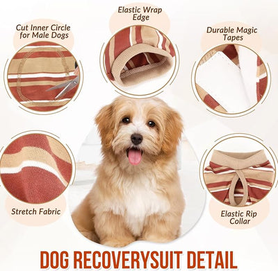 SlowTon Dog Recovery Suit - Surgery Recovery Suit for Female Male Dogs, Dog Onesie After Spay Abdominal Wounds, E-Collar Cone Alternative Prevent Licking Pet Surgical Suit(Brown,XL)