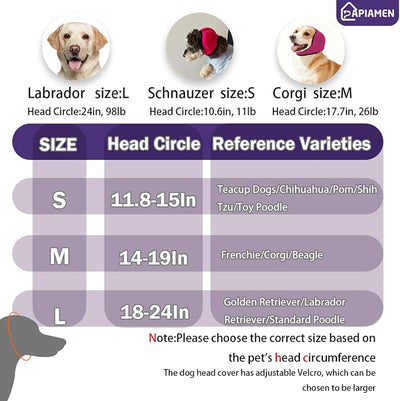 Dog Ear Cover for Hematoma,Bathing,Grooming,Drying,Fashion No Shake Ear Wraps for Dogs Ear Muffs Noise Protection Anxiety Relief,Waterproof Dog Calming Hoodie Shower Cap(Purple,L)
