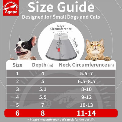 Agape Soft Dog Cone for Small Dogs & Cats, Recovery Collar to Stop Licking | Comfy E-Collar Alternative for Puppies, Adjustable Cloth Cone After Surgery, Protective Neck Cone for Kittens, Washable