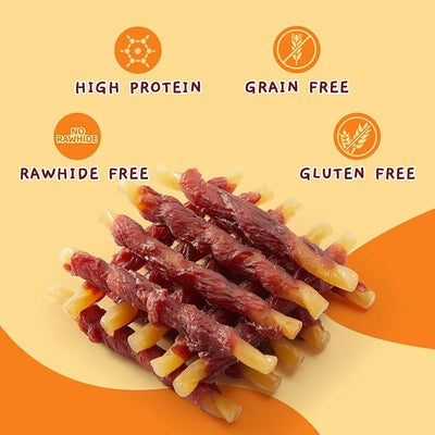 Jungle Calling Duck Wrapped Cod Sticks Dog Treats, Rawhide Free Training Rewards Snacks for Dogs, Natural Chewy Sticks Treats, 10.6 oz