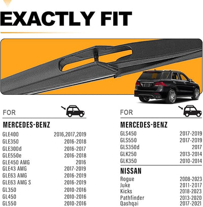 AUTOBOO 12 Inch Rear Wiper Blade Replacement for Mercedes Benz ML350/550/55 GL450/550 GLS450/550,GLE350/400 GLK350,Nissan Pathfinder,Rogue -Genuine OE Back Windshield Wiper Blade 12" (Pack of 1)