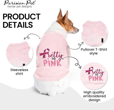 Parisian Pet Dog Shirt – 100% Cotton Shirts for Small Dogs – Trendy Pretty in Pink Sleeveless Puppy Clothes – Soft Breathable Girl Dog Clothes - Stretchy Pet Apparel - Summer Tshirts for Dogs