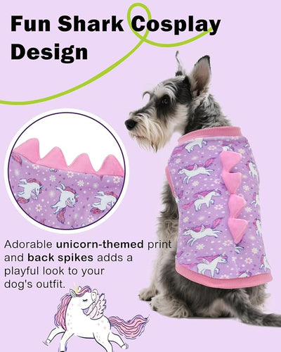 CuteBone Dinosaur Costume Dog Shirt, Stretchy Velvet T-Shirt Clothes for Small Dogs, Soft & Breathable Pet Tee Outfit Cat Apparel for Daily Wear, Cozy Pullover Design Puppy Fashion COSBX07XS