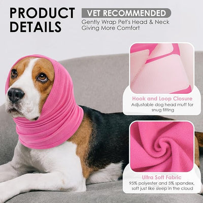 KOESON Dog Ear Wraps with Adjustable Hook & Loop, Soft No Shake Ear Wrap for Dogs Hematoma, Breathable Dog Ear Cover for Noise Protecion, Small Doggie Calming Hoodie for Thunder, Firework, Separation