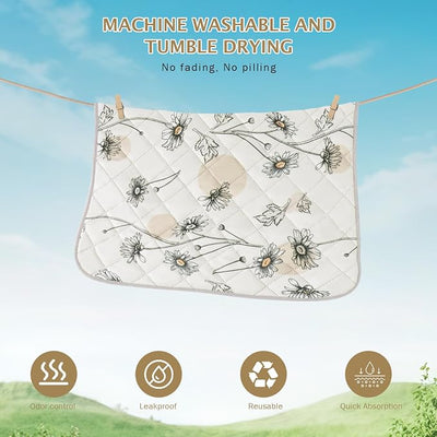 IEUUMLER Washable Pee Pads for Dogs, 2 Pack Non-Slip & Waterproof Pack Whelping Pad, Reusable Washable Puppy Potty Training Pad with Fast Absorbent for Playpen EU007 (Beige Daisy, 30"X20"-2pcs)