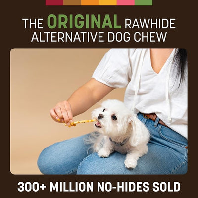 Earth Animal No Hide Stix - Long Lasting Rawhide Free Small Dog Chews Sticks, Pork - 80 Count Extra Value Pack