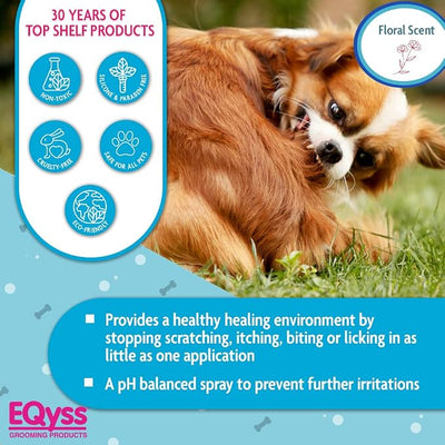 EQyss Micro-Tek Pet Itch Relief Spray - Soothes Dry Irritated Skin, Stops Itching, Scratching, Biting, Licking Hot Spots - for Cats & Dogs (128 oz)