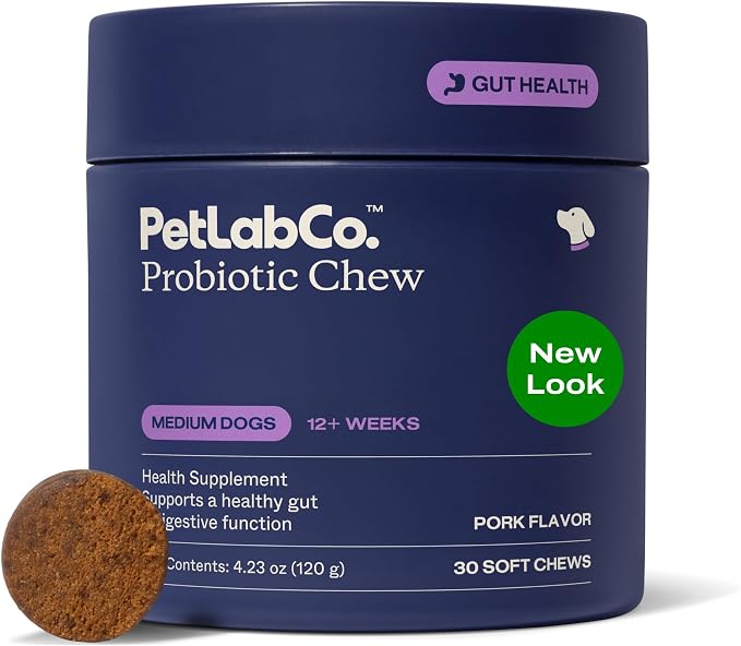 Probiotics for Dogs - Support Gut Health, Occasional Diarrhea, Digestive Health, Paw Licking & Seasonal Allergies - Pork Flavor - 30 Soft Chews - Formulated for Medium Sized Dogs