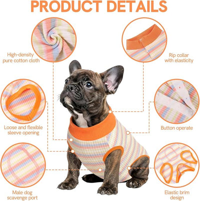 SAWMONG Recovery Suit for Dogs Female Male, Cotton Breathable Dog Onesie After Surgery Spay Neuter, Professional Pet Surgical Suit, Substitute E-Collar Cone (Orange Stripes, 2XL)