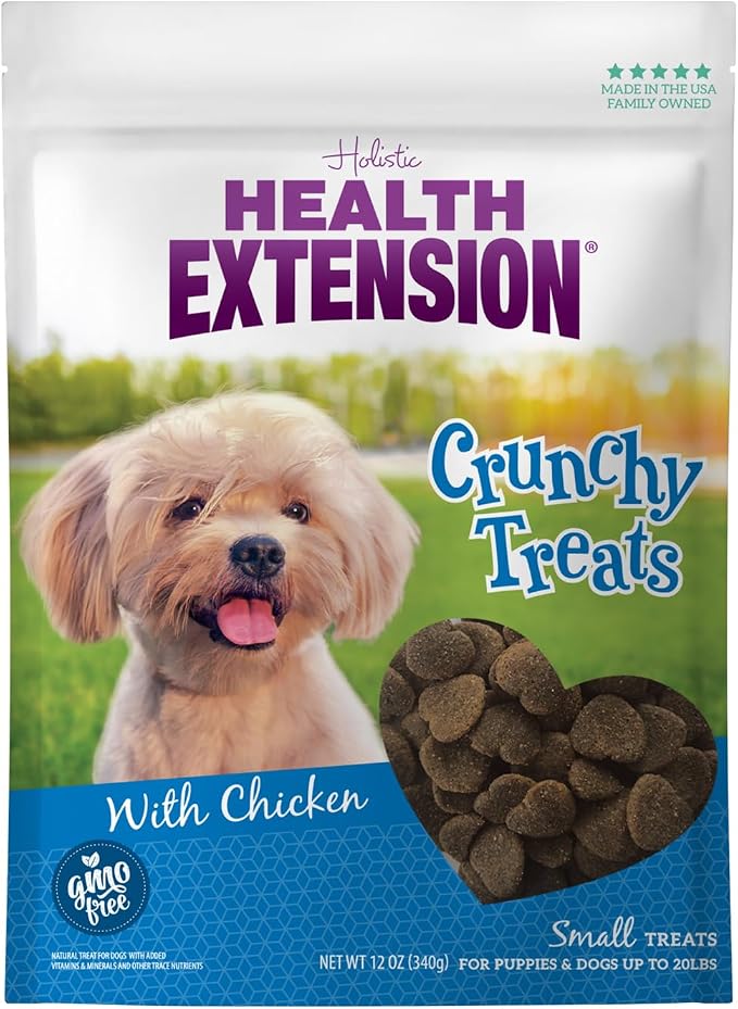 Heart-Shaped Crunchy Biscuits, 12oz (340g) – Chicken Flavor, GMO-Free Dog Training Treats for Small Breeds, Added Vitamins & Minerals