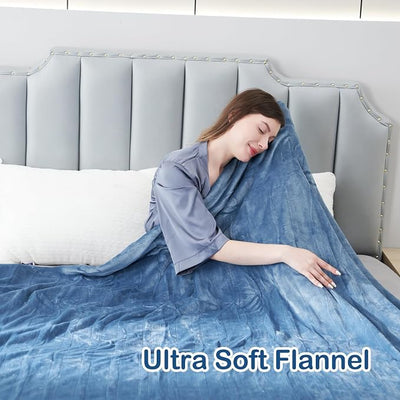 Eydna Electric Heated Blanket Throw Size 50"x60", Fast Heating Throw, Soft Microplush for Sofa & Office, 9 Heating Levels & 1-10 Hours Auto Off, Machine Washable, Gifts for Womens-Light Blue