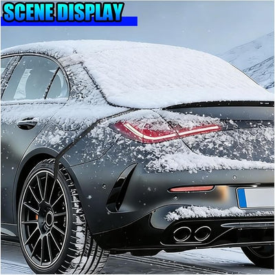 Magnetic Car Rear Windshield Cover, 54'' × 31'' Automotive Back Windscreen Snow Ice Guard Cover with 2 Elastic Hooks, Winter Universal Vehicle Window Frost Protector Accessories (White)